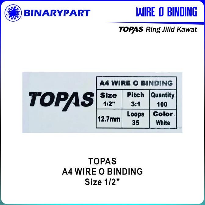 

Promo Ring Jilid kawat TOPAS Wire 35 Rings Binding Ukuran 1/2'' 12,7MM- A4 COD