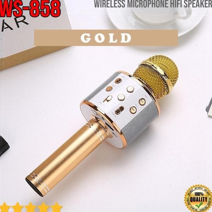 MIC WIRELESS WS-858 SMULE BIGO LIVE KARAOKE BLUETOOTH WS858 MICROPHONE