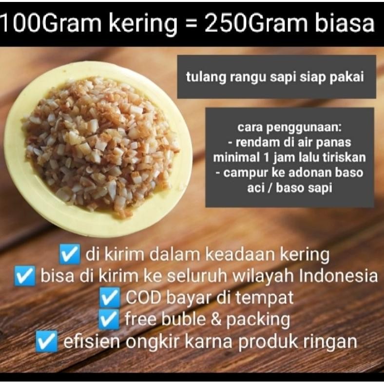 

Tulang Rangu Sapi Kering 100Gr=250Gr Tanpa Pengawet Nugi
