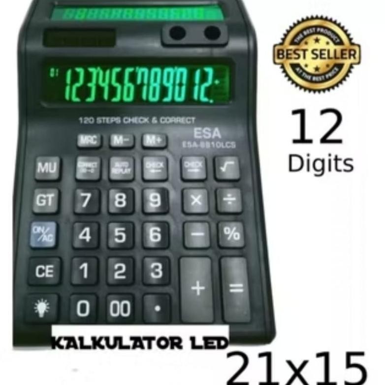 

KALKULATOR UKURAN JUMBO ESA 8810 LCS LAYAR LCD LED/KALKULATOR ESA 12 DIGITS CHECK CORRECT BESAR RB2