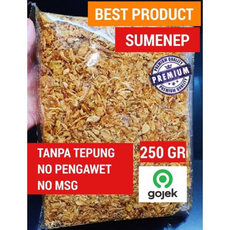 

Bawang Goreng Sumenep GRADE A dan Brebes Tanpa Tepung 250 Gr Super Kriukk , Bawang Merah Goreng / Brambang Goreng Nugi
