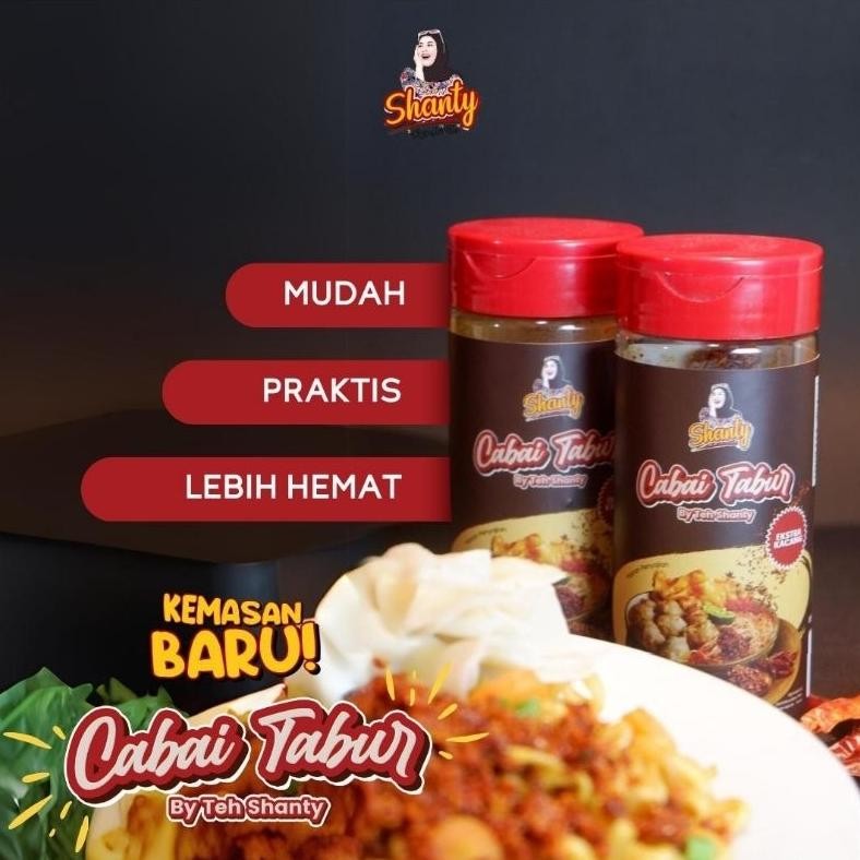 

BUMBU DAPUR" - Cabai Tabur Extra Kacang by Teh Shanty Kemasan Botol 100 gram Nugi