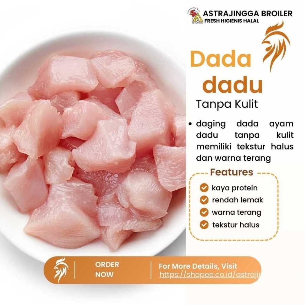 

Daging Ayam Dada Fillet Tanpa Kulit Potong Dadu 1kg Astrajingga Broiler Nugi