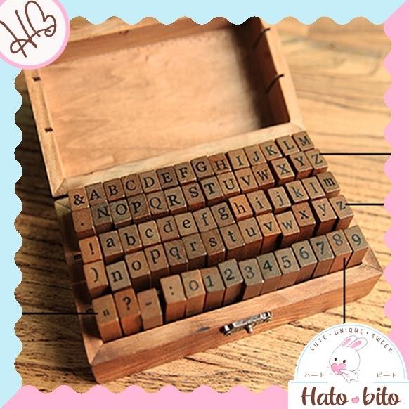 

Vintage wooden box alphabet number stamp cap stempel huruf angka aesthetic retro diy jurnal scrapbook HB1306 HB1307 RB3
