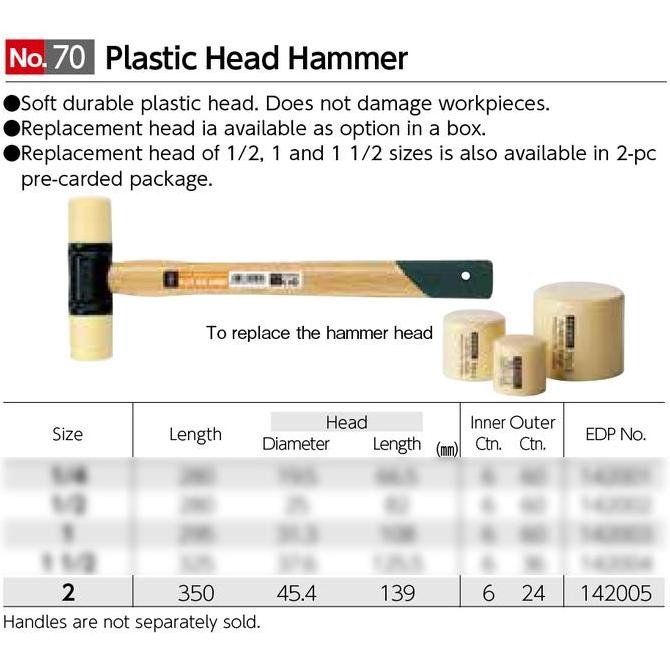 Palu Vessel Plastic Head Hammer No.70 Size 2