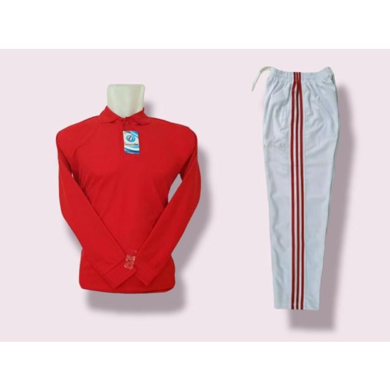 Setelan Baju Merah Putih Tangan Panjang Pria/Wanita