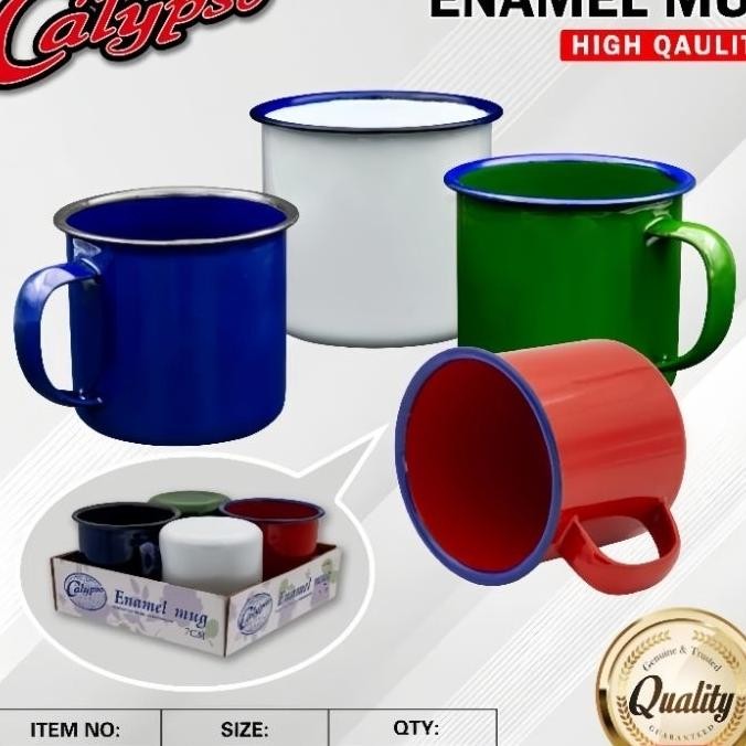 Mug Enamel Set Isi 4 Cangkir Kopi Gelas Enamel