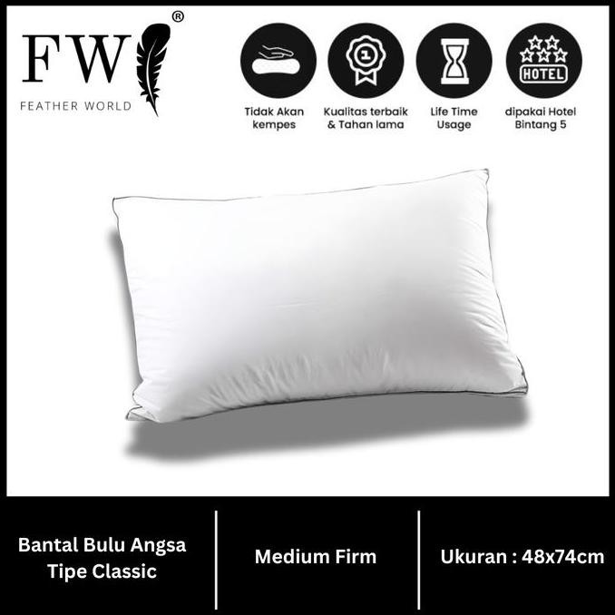 Bantal Bulu Angsa Tipe Classic 40% White Down Bulu Angsa Asli Bantal Hotel