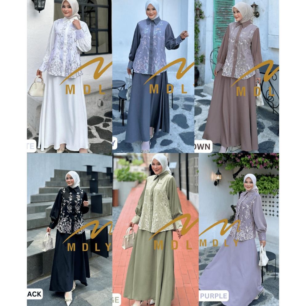 Mdly Baju Setelan Wanita/One Set Rok/Setelan Rok Premium Motif Bordir/Nuca/Heica/Aneisha Set By Mdly