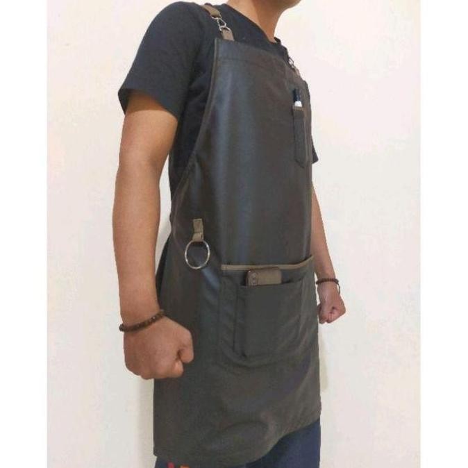 Celemek Kulit Garut Barista-Apron Kulit Barista Chef-Barber Asli Garut