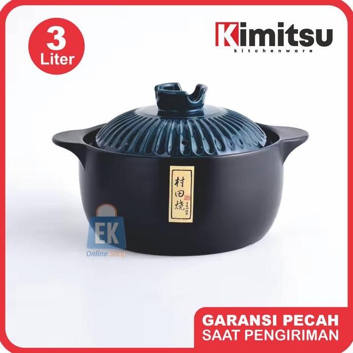 Panci Keramik Tahan Api 3 Liter KIMITSU Q8806-9 | Panci Casseroles | Panci Obat | Panci Sapo | Panci