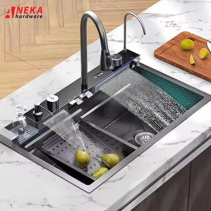 Kitchen Sink Isan 8245 Black / Sink 2 Lubang Hitam