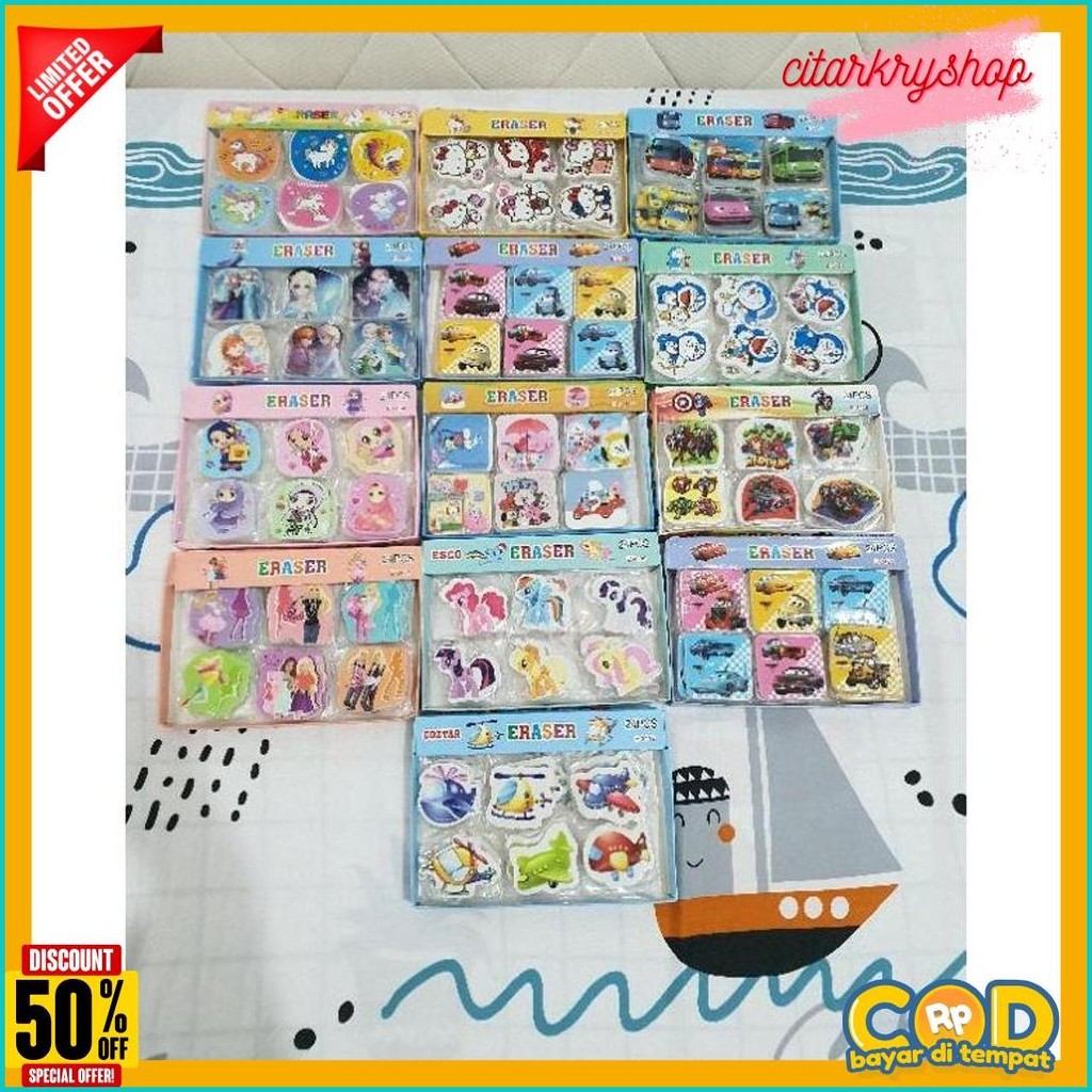 

(24Pc) Penghapus Murah/Hapusan Karakter/Stip Fancy/Ob Kecil(((Baca Keterangan!!!))) Diskon Setengah Harga