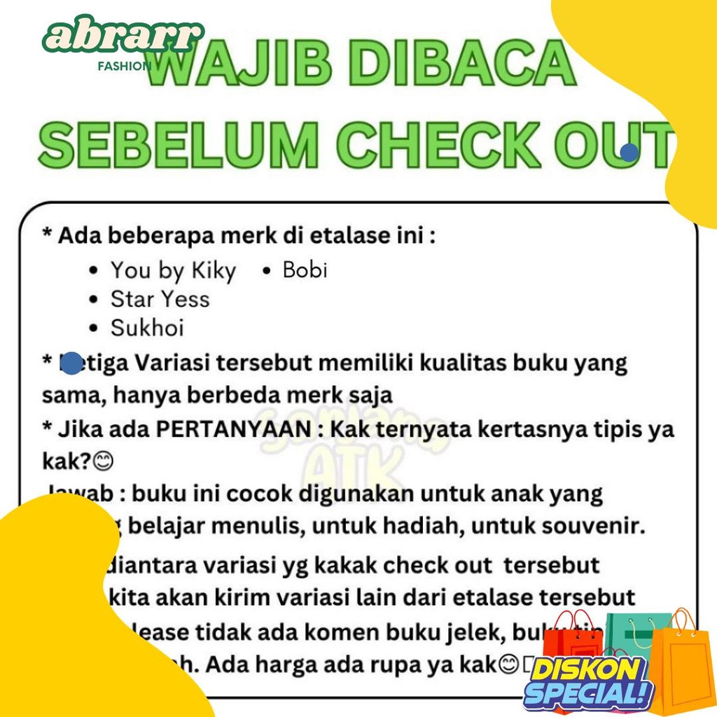 

(Harga Per Pak Isi 10) Buku Tulis 38 Lembar You By Kiky Flash Sale! Diskon Hingga 70%