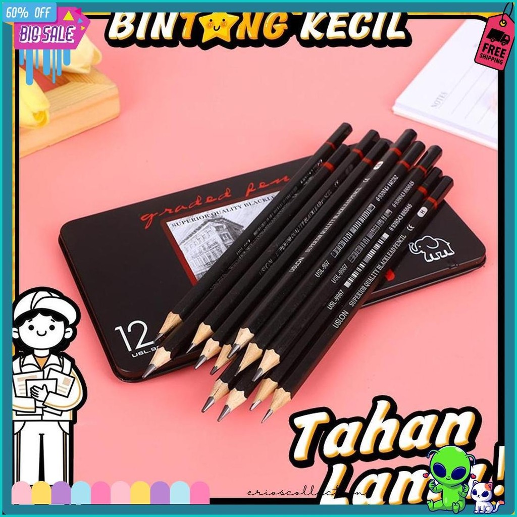

12 Pcs Pensil Gambar Sketsa Set Lengkap 2H H F B Hb 2B 3B 4B 5B 6B 7B 8B Charcoal Pencils Set/Lukis Gambar Menggambar Dng Kotak Logam Flash Sale! Diskon Hingga 70%