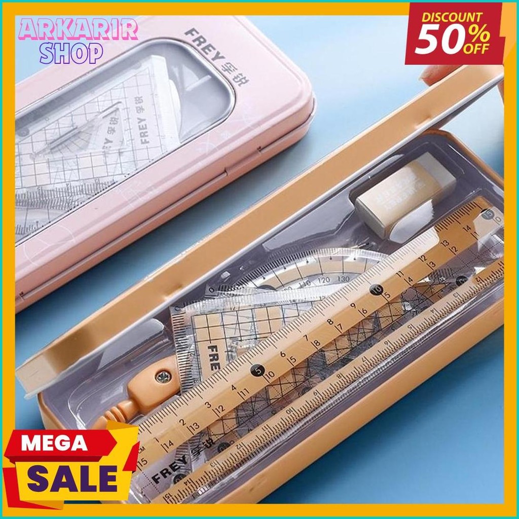 

[Dotding] 7Pcs Kompas Set Matematika + Kotak Pensil Logam Tahan Lama - Alat Tulis Sekolah & Kantor Bonus Penggaris & Penghapus/7 Pcs/Set Geometry Compasses Ruler Protractor Cute Drawing Math Study Tool School Stationery H261 Terlengkap Dan Termurah