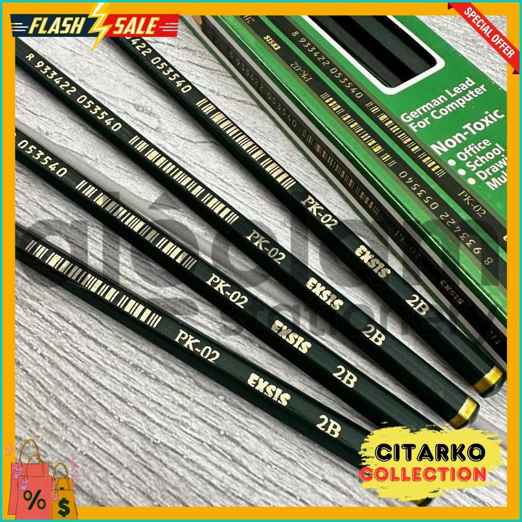 

Selusin (12 Pcs) Pensil 2B Exsis Bentuk Hexagonal Diskon Setengah Harga