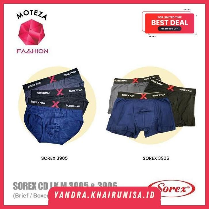 TERBAIK SOREX CD LK M 3905 ; 3906 CELANA DALAM PRIA BRIEF BOXER TRUNK  SPORT 1 PCS BISA PILIH WARNA 