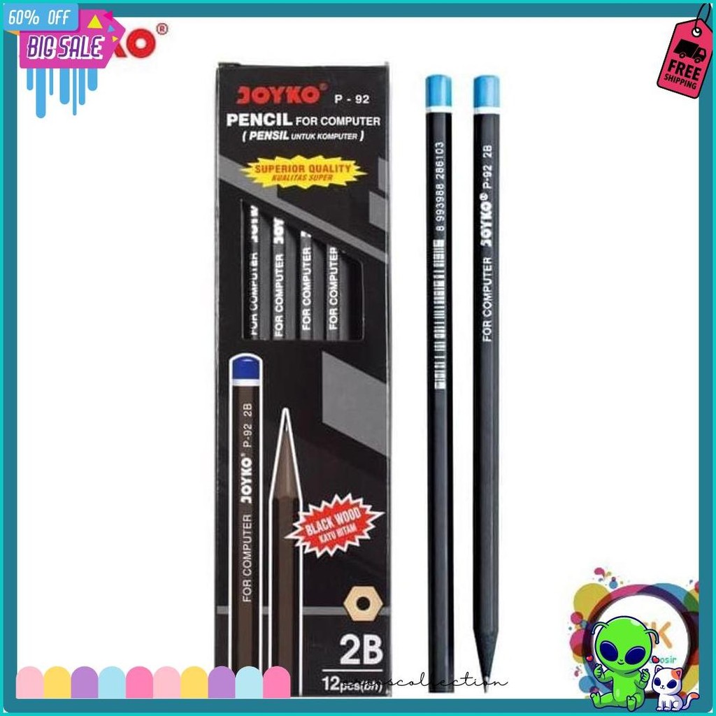 

Pensil 2B Joyko P-92 Hitam - Lusinan (12 Pcs) Diskon