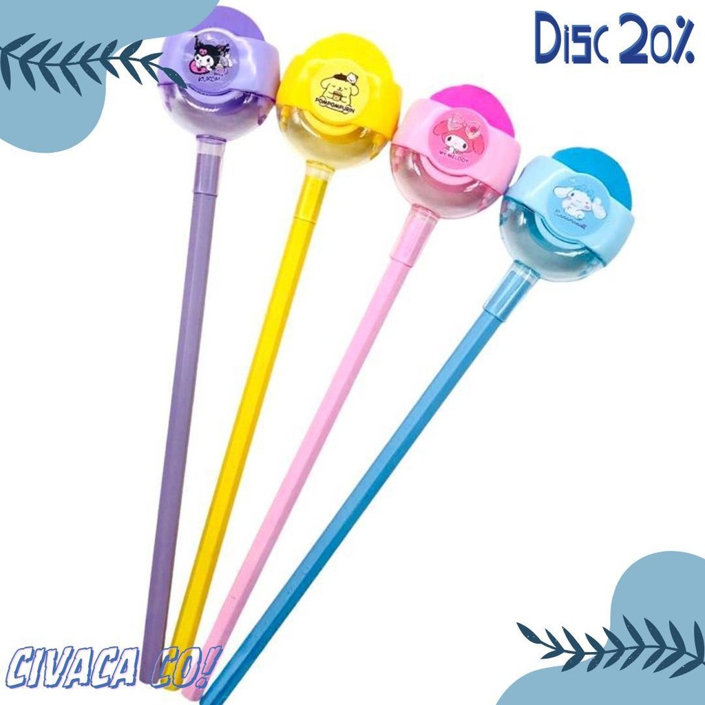 

(4 Pcs) Pensil 2B + Stip + Rautan 1062-A Sanrio / Pensil Kayu Melody Kuromi Cinnamoroll Diskon