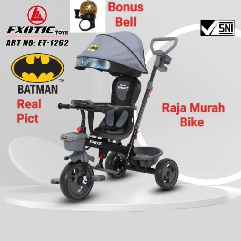 Terlaris Sepeda Anak Roda Tiga Exotic Et-1262 Batman Sepeda Stroller Roda Tiga Exotic Et1262