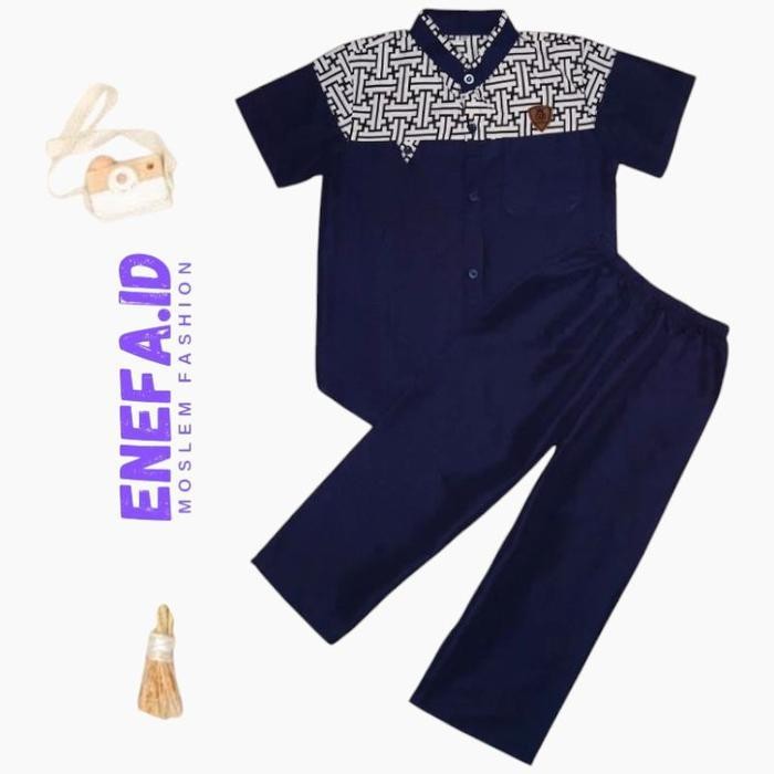 LW Baju Koko Anak Laki Laki Setelan Koko Anak Pakaian Muslim Anak Umur 4-13 Tahun