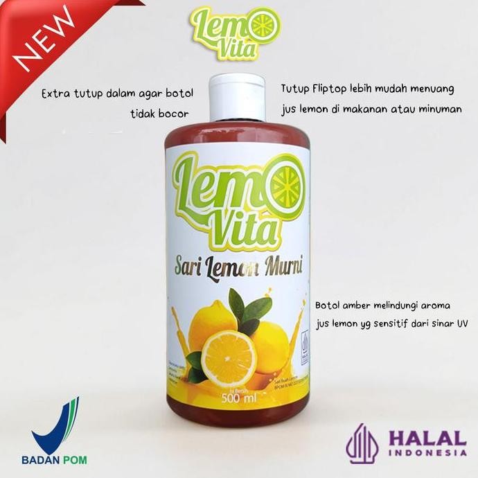 

[Promo Akhir Agustus] BPOM Halal Lemovita 500ml Sari lemon jus lemon murni Juice PA