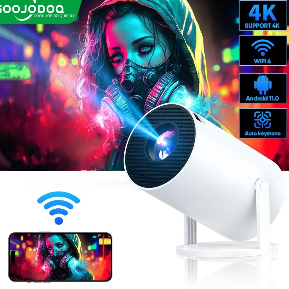 Goojodoq Proyektor Android 4K Wifi Bluetooth Projector Android Mini Proyektor Proyektor Mini Infocus