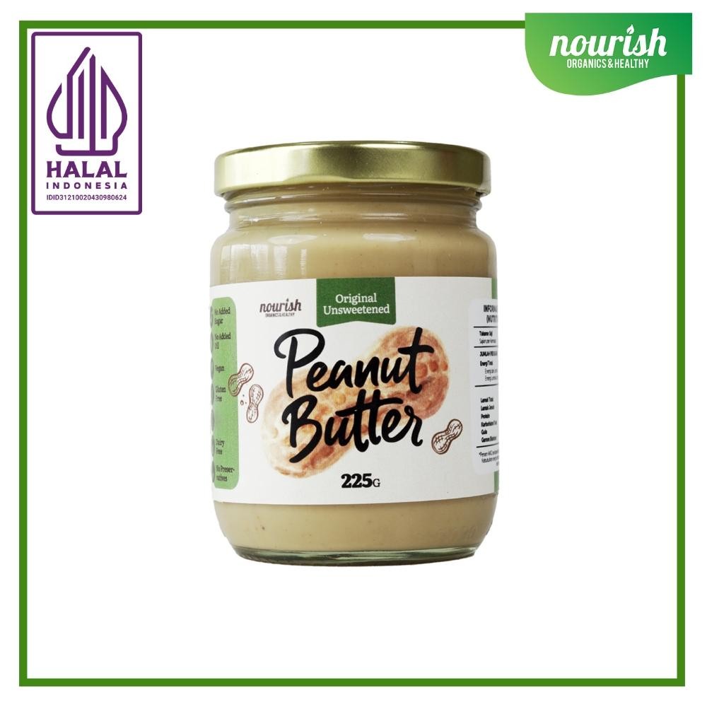 

Nourish Original Unsweetened Peanut Butter - 225 gr Nugi