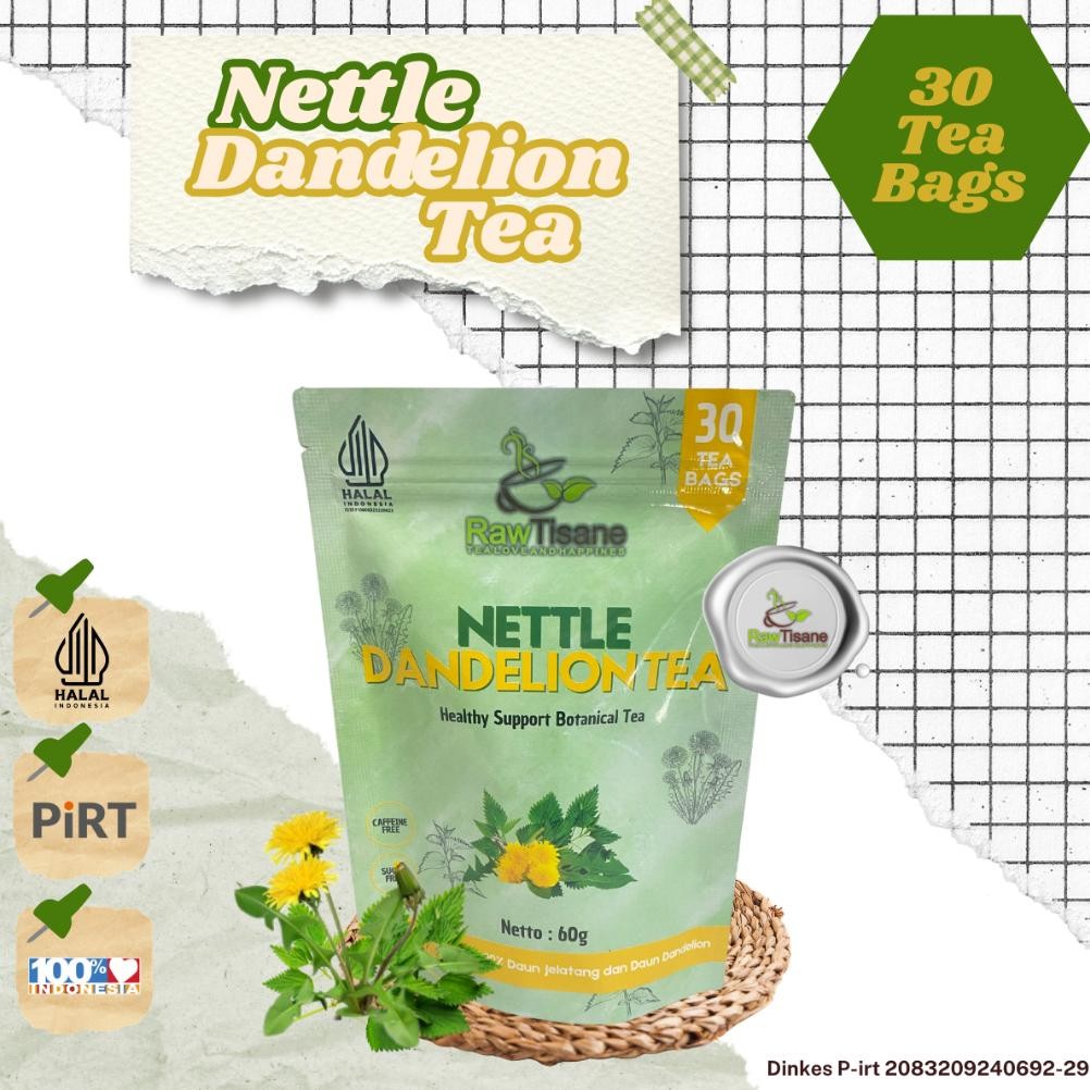 

RAW TISANE Nettle Dandelion Tea : Teh Celup Daun Jelatang & Daun Dandelion Isi 30 Tea Bag Nugi