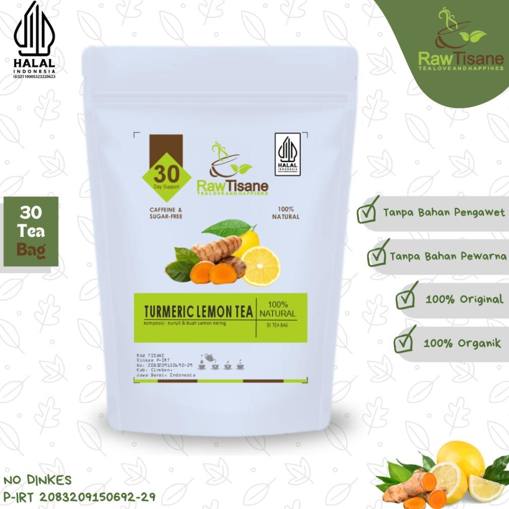 

RAW TISANE Turmeric Lemon Tea : Teh Celup Kunyit & Buah Lemon Kering Isi 30 Tea Bag Nugi