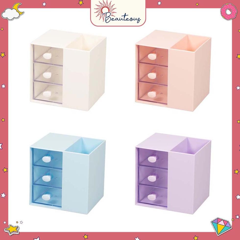 

Eelic Kotak Laci Mini Tempat Make Up Storage Tempat Pensil Stackable Mini Serbaguna Free Sticker Ok75