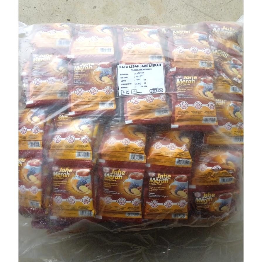 

Jahe Merah Ratu Lebah Plus Madu Dan Gula Aren Per Bal Isi 20 Renceng