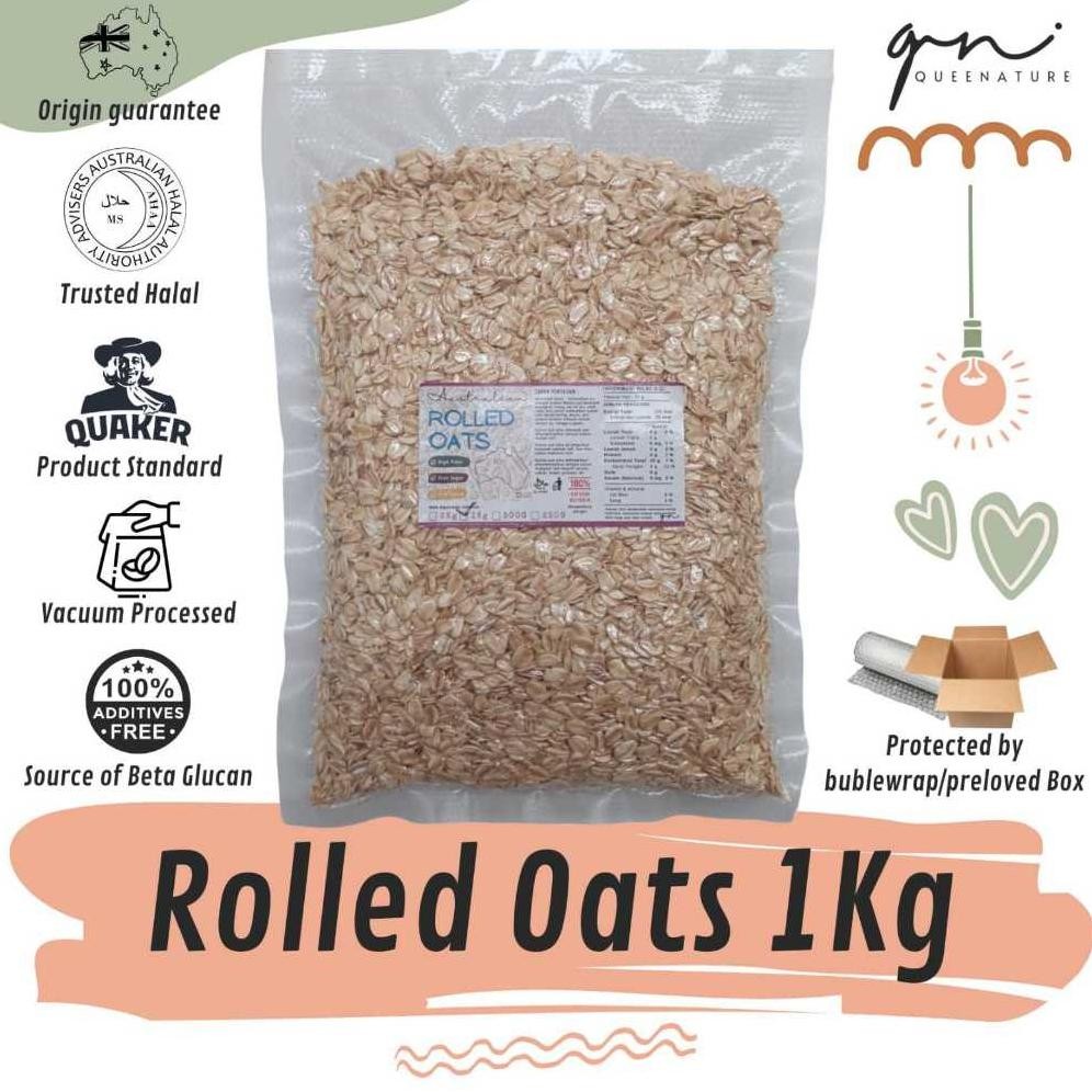 

Oats / Australian Rolled Oats/ Roll Oat / Oat Giling / Menir Gandum Kasar 1Kg Nugi