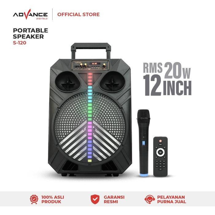 Advance Speaker S-120 Bluetooth Music Karaoke 12Inch Free Mic Original Dan Terpercaya