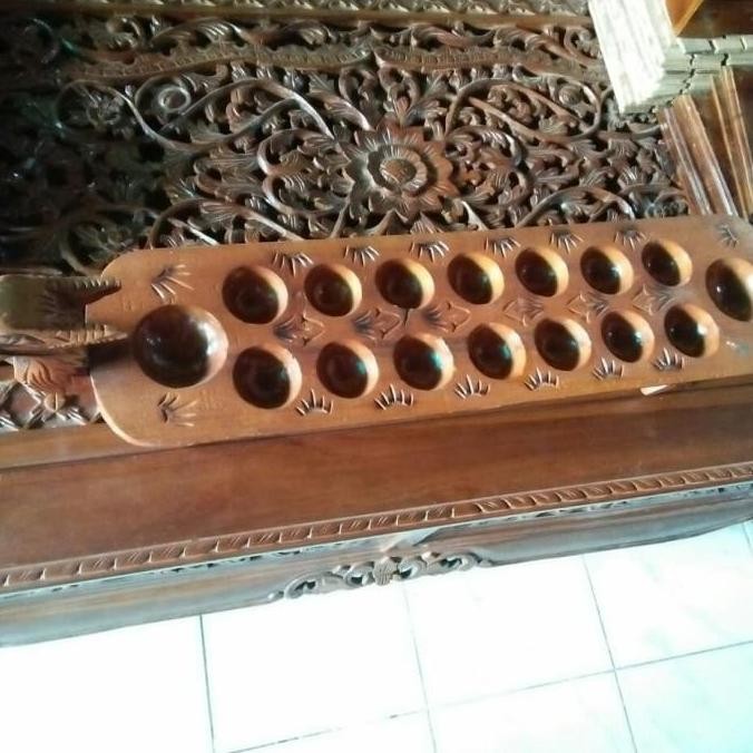 dakon congklak ukir dari kayu jati free biji dakon Berkualitas GS