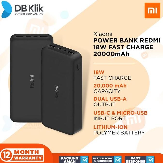 Sale Power Bank Xiaomi Redmi 18W Fast Charge 20000Mah - Redmi 18W 20000Mah