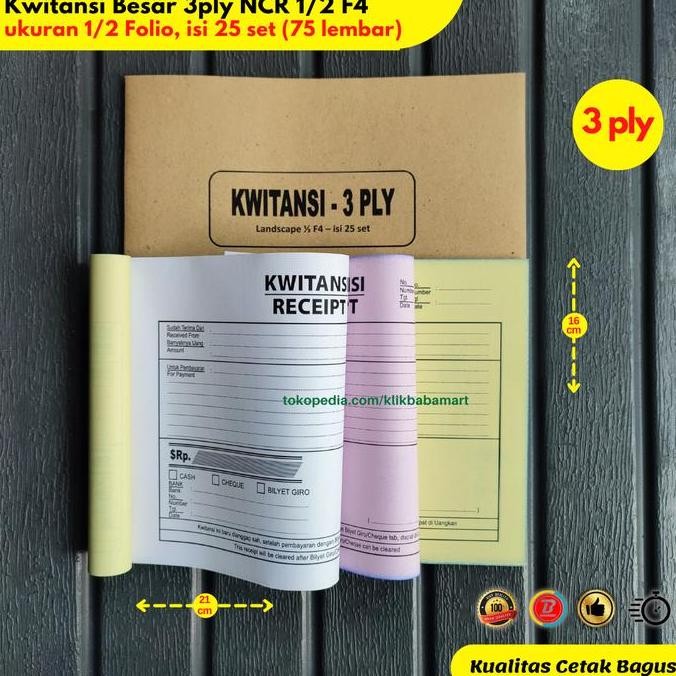 

Kwitansi Besar Rangkap 3 Ply Ncr 1/2 Folio