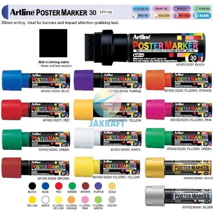 

(1 Pcs) Spidol fiti Mural Dinding Kaca Papan Tulis 3 Cm ARTLINE Poster Marker EPP-30 Whiteboard