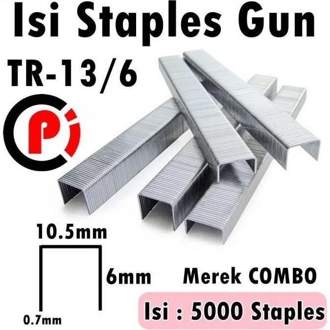 

Combo Staples Isi Stapler Tembak Gun Tacker 13/6 10.5 X 6Mm Isi 5000
