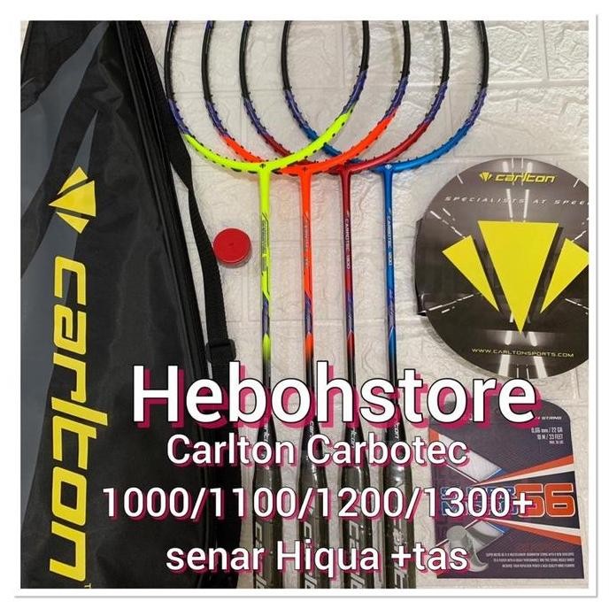 Raket Badminton Carlton Carbotec 1000/1100/1200/1300+Tas+Grip Set Original