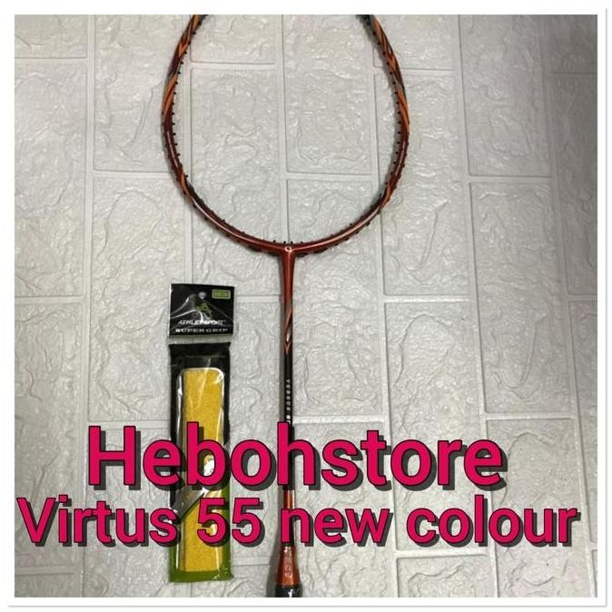 Raket Badminton Apacs New Virtus 55 Free Grip Kuat Tarik 35 Lbs Ori