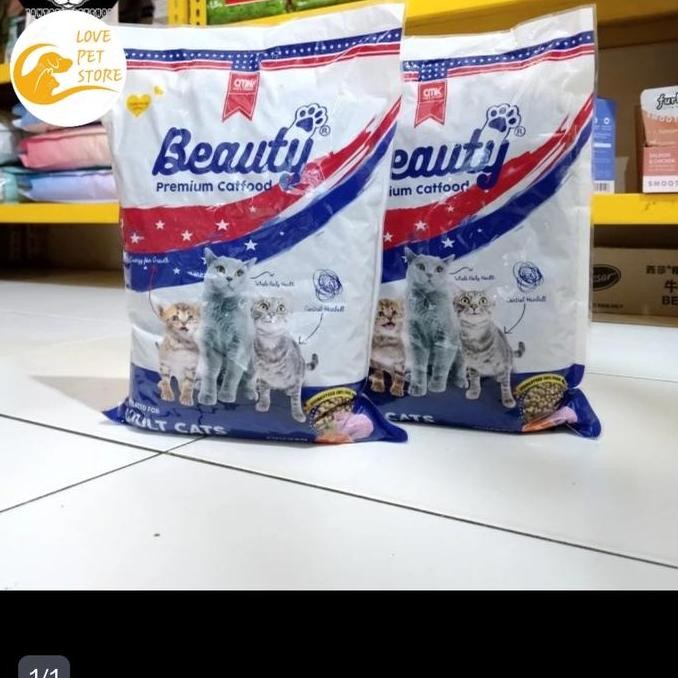 ( Paket 5kg ) Beauty Cat Food 1kg - Makanan kucing dry food all stage