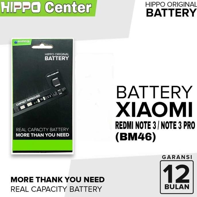 Hippo Baterai Compatible With Xiaomi Redmi Note 3 Pro / Redmi Note 3 ( Bm46 ) 4000Mah