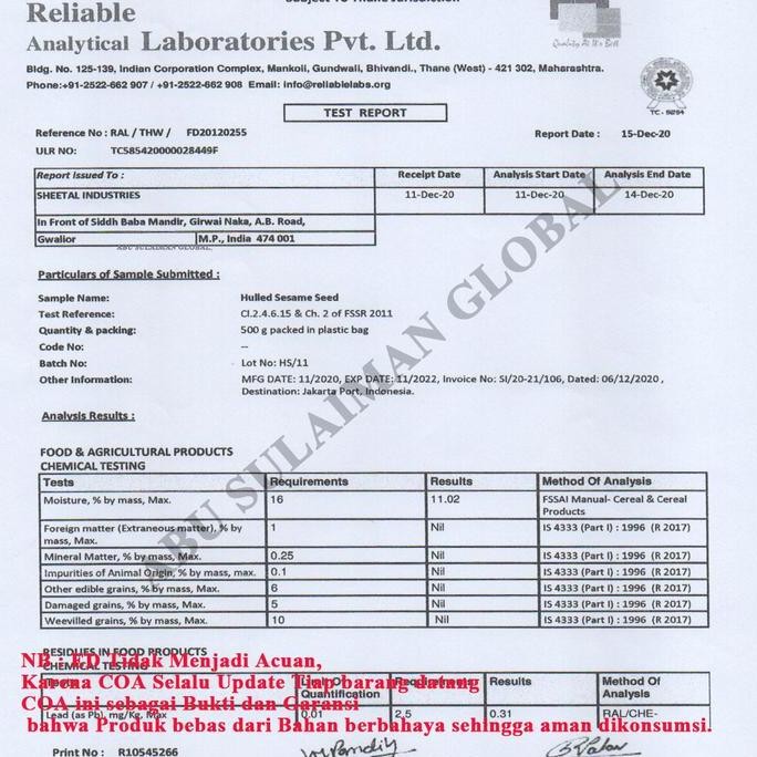 

Wijen Putih Sangrai 1 KG Panggang Roasted Black Sesame Toasted HT