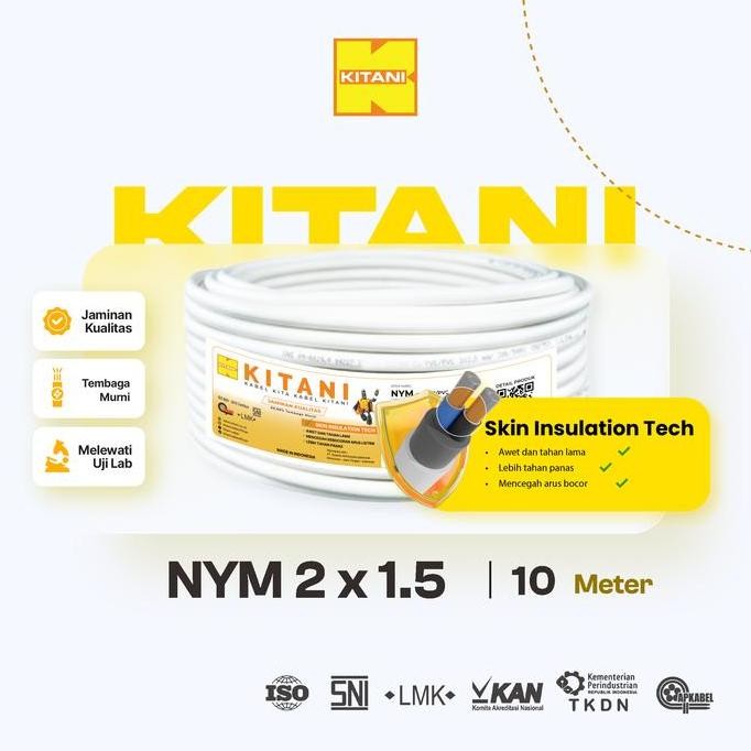 Kitani - Nym 2X1.5 Mm - 10 Meter - Kabel Tembaga Kawat