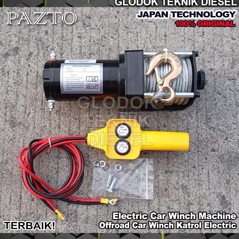 Electric Car Towing Wire Rope Winch Hoist 2500 Lbs x 15 | 10 | 6 Meter 12 Volt 1 phase Tali Derek Mo