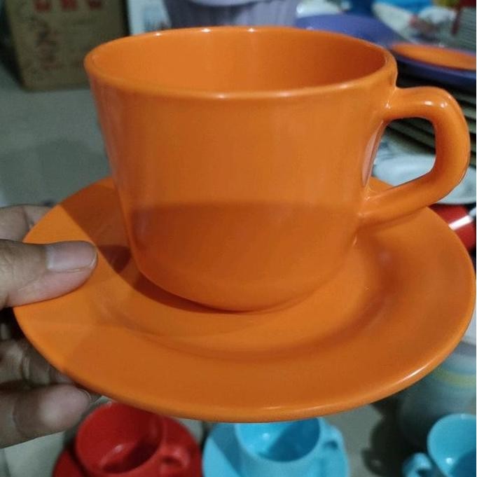 Set Cangkir + Tatak ( 6 Gelas Cangkir Kopi Dan 6 Tatak) Bahan Melamin Berkualitas Tinggi - Minuman