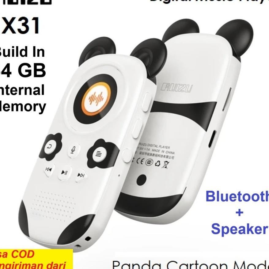 Ruizu X31 Panda 64Gb Internal Memory Bluetooth 5.0 Speaker Typec Dap Mp3 Kids Dital Music Player Ana