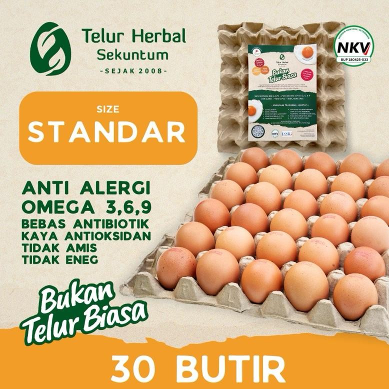 

Telur Herbal Sekuntum (30 butir) - Telor Ayam Anti Alergi, Omega 3 6 9, Bebas Antibiotik, Tidak Amis Nugi